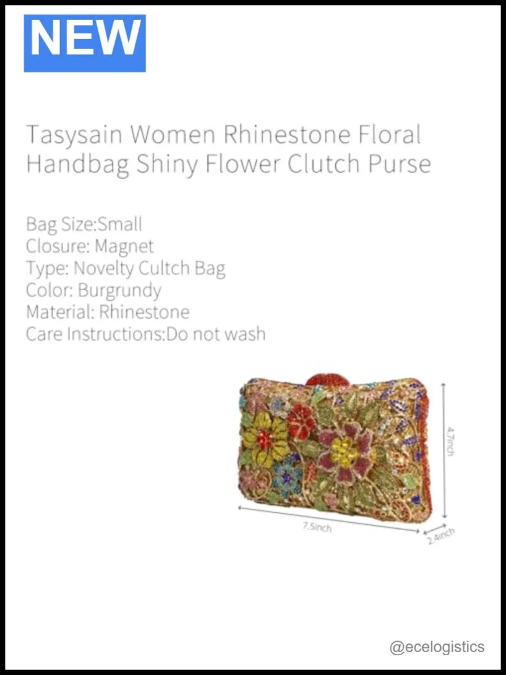 Women Rhinestone Floral Handbag Diamond Flower Purse Crossbody Clutch
